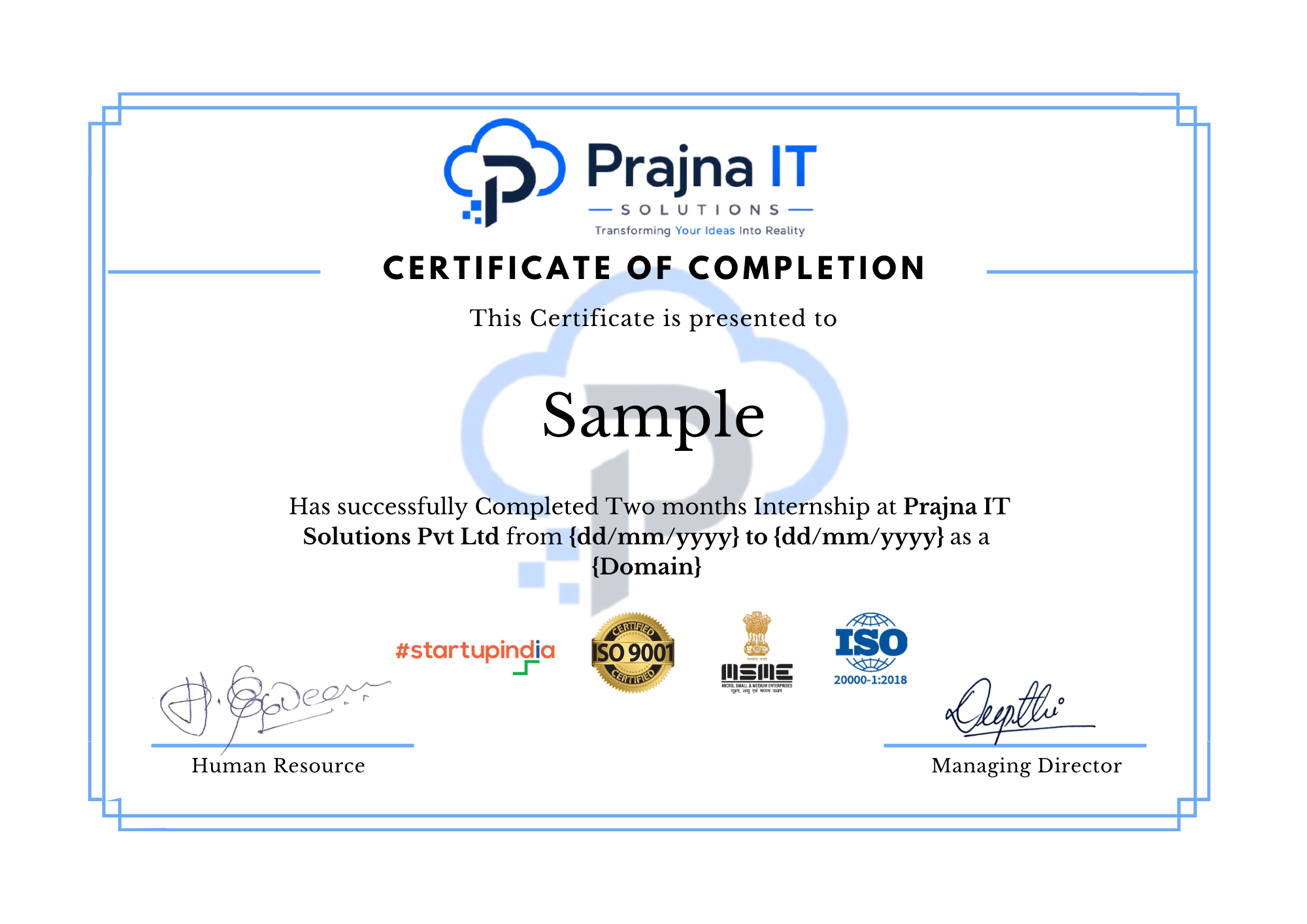 Internship Completion Certificate